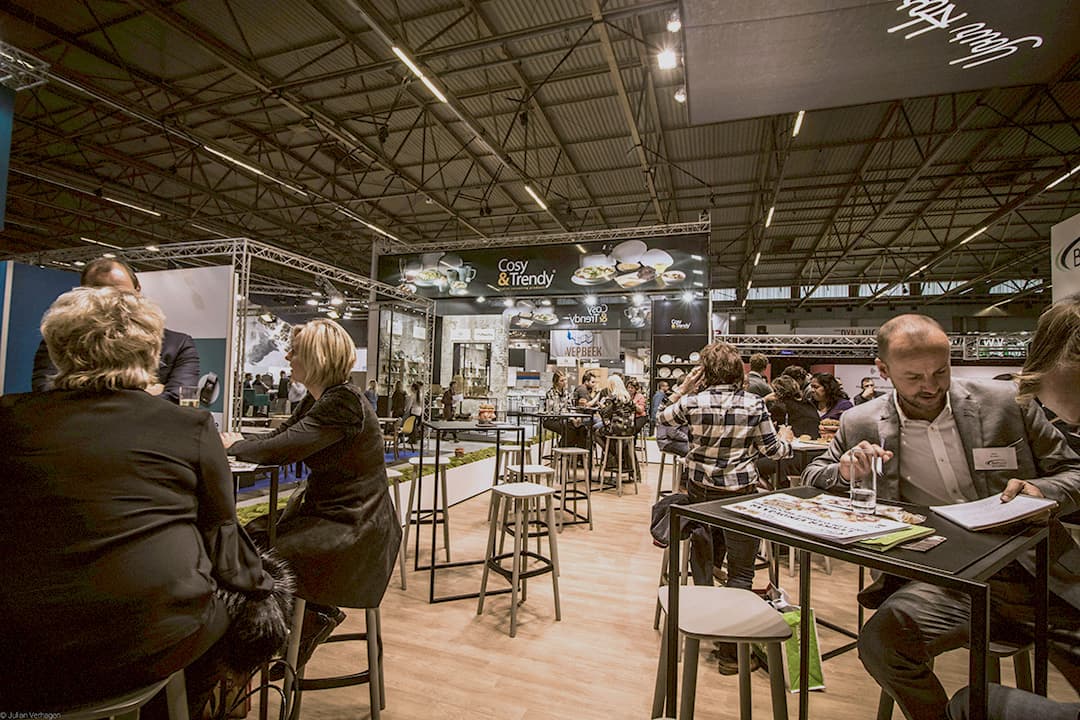 Corporate coffee bar setup at business event