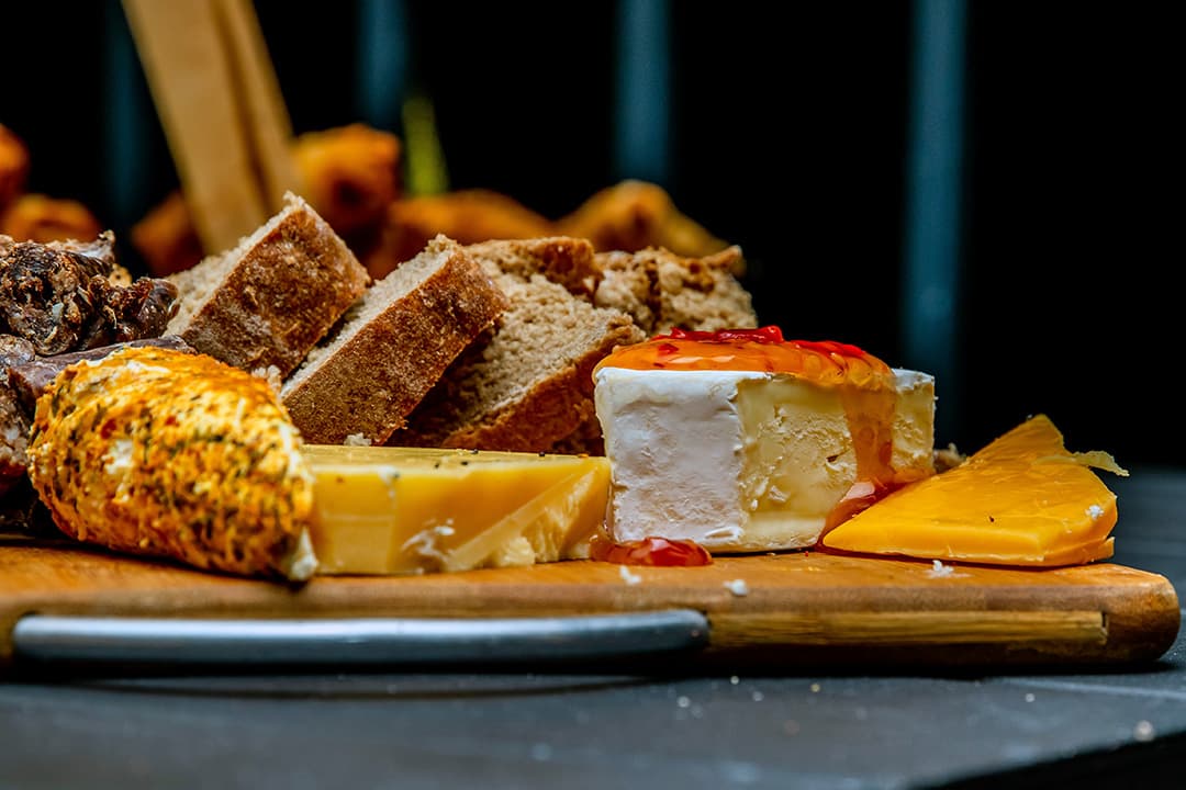 Artisan coffee and dessert pairing served on a tray