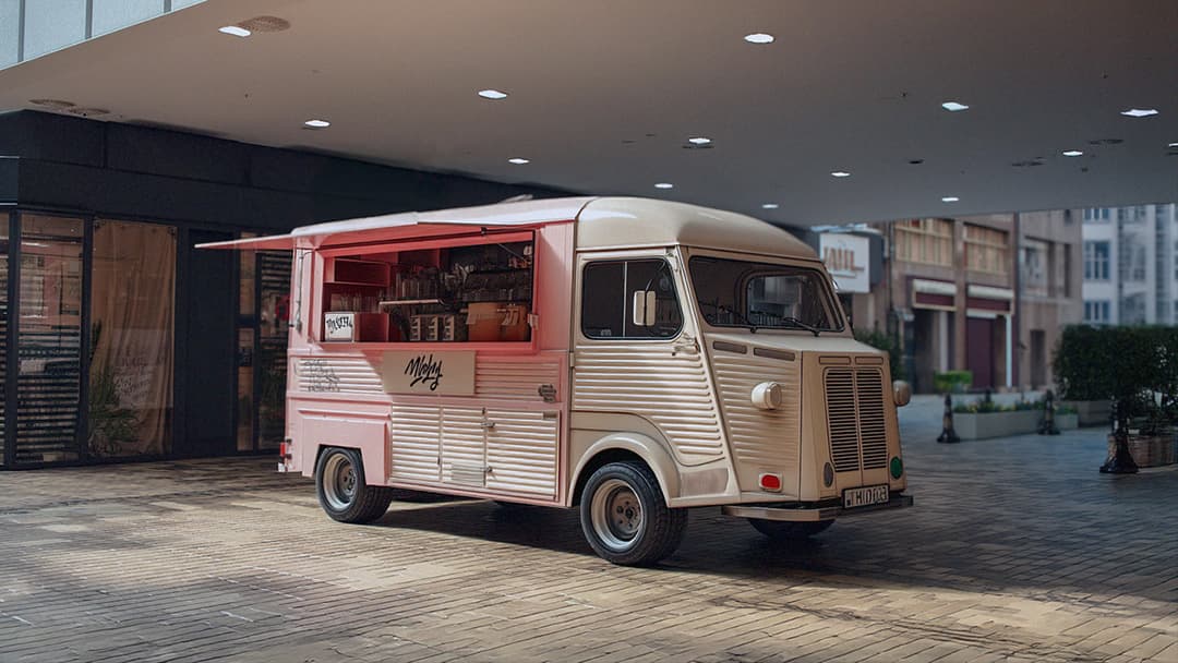 Large wooden coffee kiosk for high-volume events
