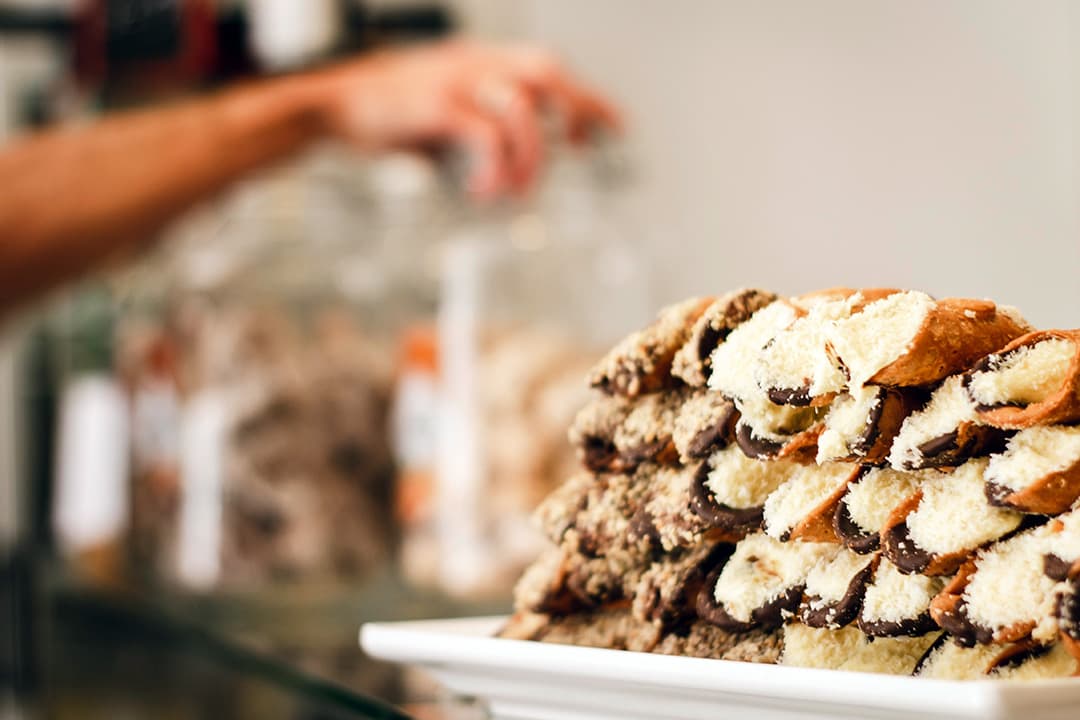Artisan cannoli display at an event