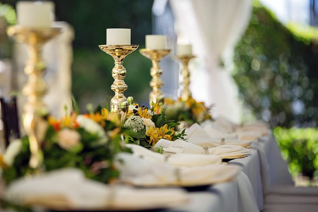 Wedding coffee cart setup outdoors