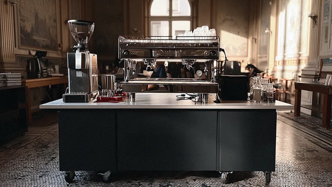 Elegant indoor espresso bar setup at a corporate venue
