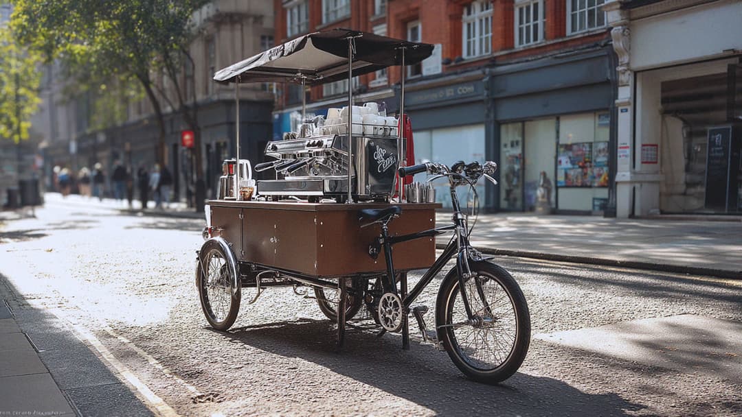 Classic black espresso bike serving at a social event