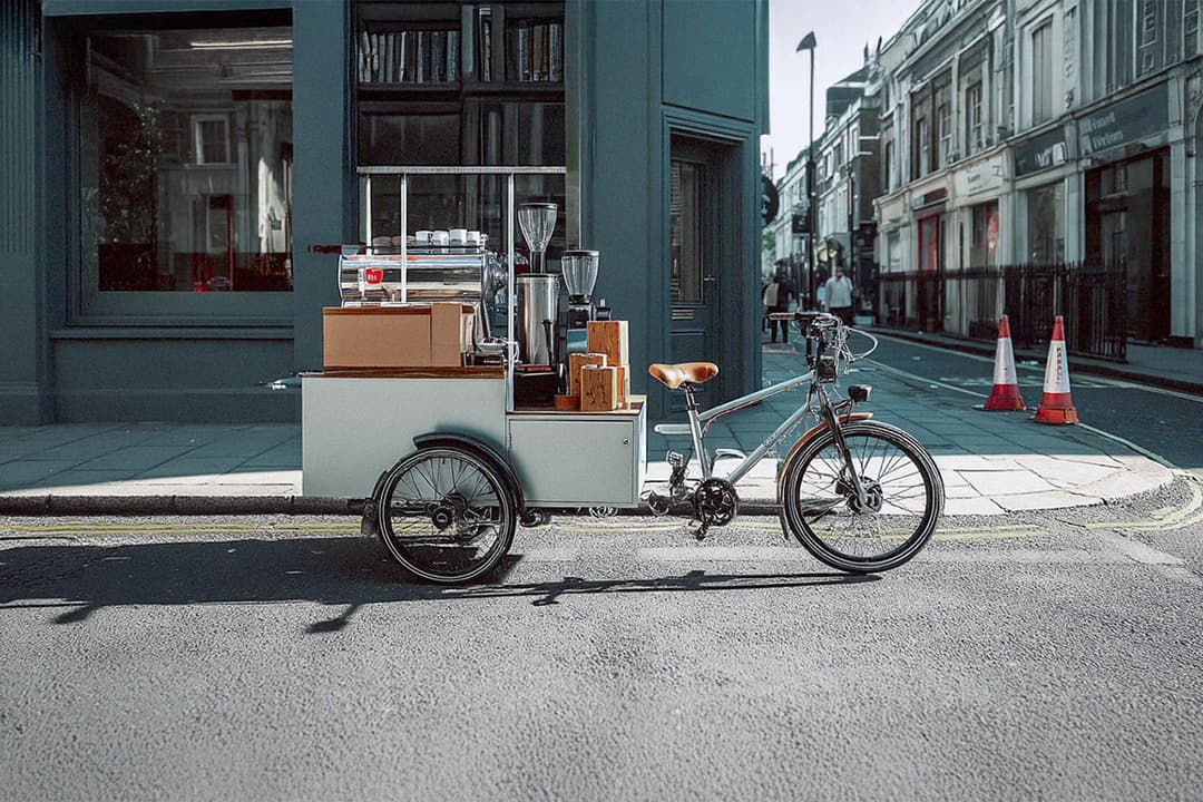 Mobile coffee bike hire at an outdoor event